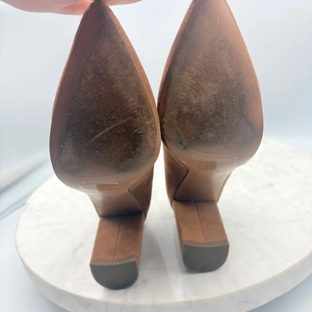 Banana Republic Block Heel Pumps Womens 5.5 Brown Suede Point Toe Office Classic